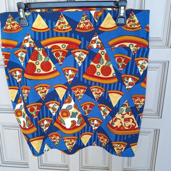 Lula Roe Skirt Casual Bright Print SzL Polyester Short Pullon Wide Band Waist - Picture 5 of 9